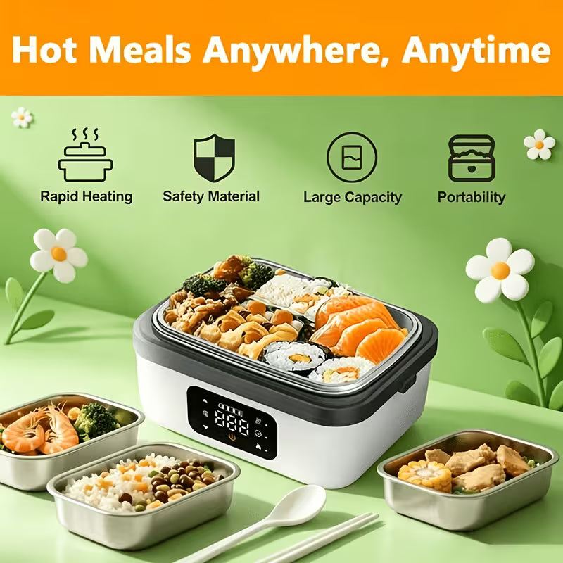 Portable Smart Digital Lunch Box for Heating Lunch, Built-In 8000Mah Rechargeable Power Bank,