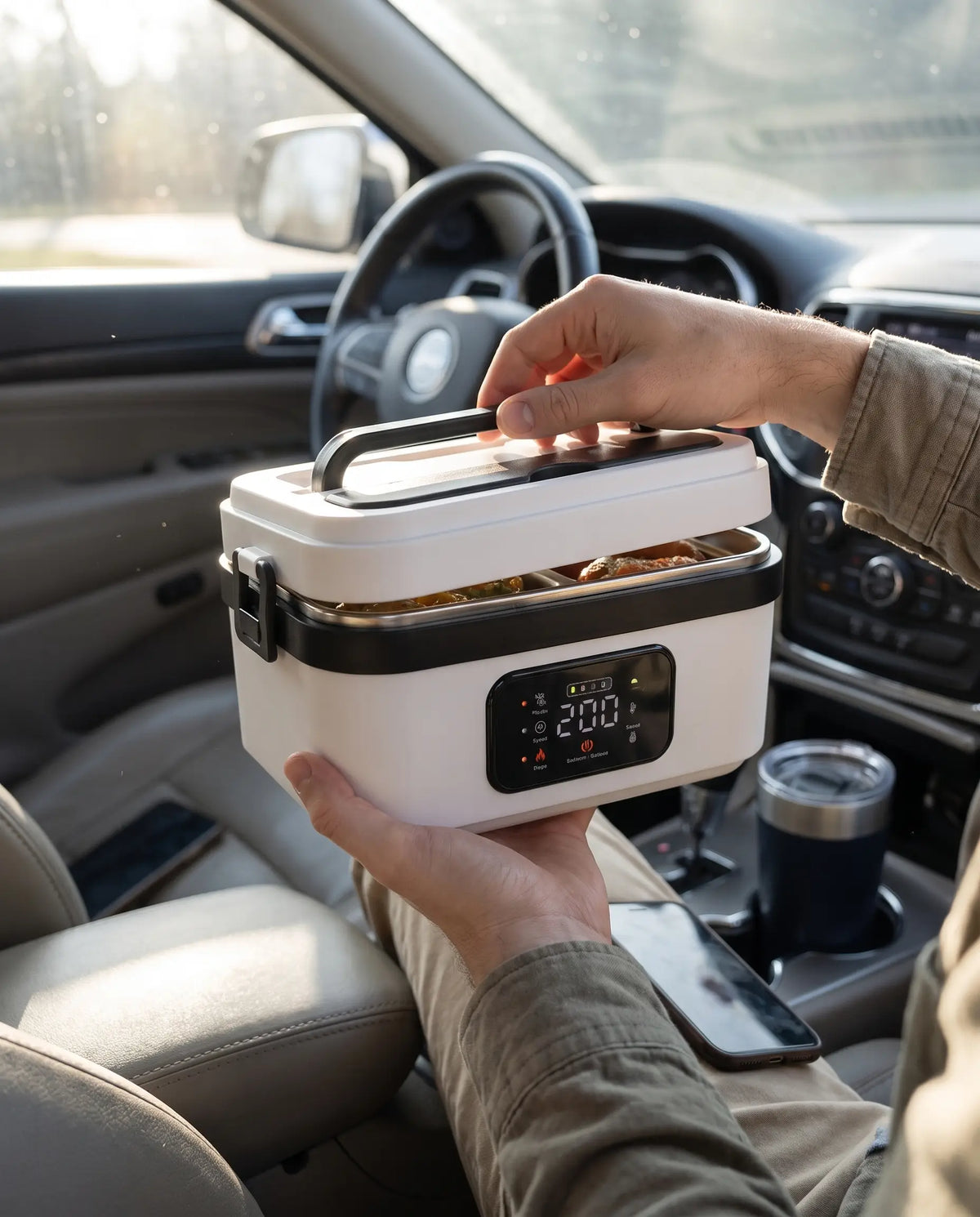 Portable Smart Digital Lunch Box for Heating Lunch, Built-In 8000Mah Rechargeable Power Bank,